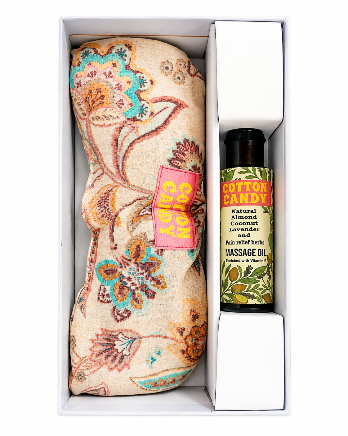 combination  box of Cotton Candy Eye/Migraine Relief Mask and Cotton Candy 50 ml pain relief massage Oil in attractive Gift boax